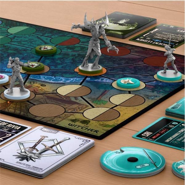 Restoration Games Unmatched The Witcher Steel & Silver - Strategy Board Game for Adults - Witcher Heroes Expansion with Double Sided Battlefield - 2-3 Players - 30 Min Playtime - Ages 9+