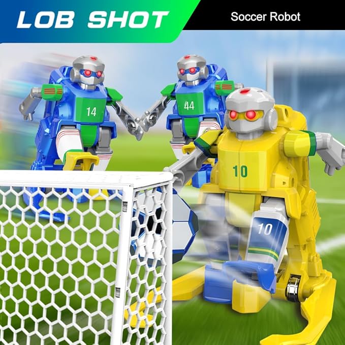 X-Verse Robot Toys for Kids, Dual Remote Controlled Soccer Robot with Lights - Soccer Game Mode, Soccer Robots with Soccer, Soccer Field and Goalposts, Christmas Birthday Gift for Boys