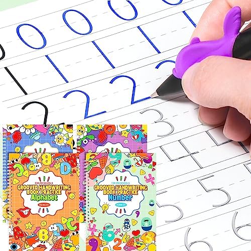 Magic Practice Copybook, Reusable Writing Practice Book, for Preschool Kids Age 3-8 ​Calligraphy (4 Books with Pens) by QIANSHOUYAN
