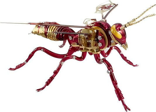 Microworld 3D Metal Puzzle, Northern Giant Hornet 3D Metal Model Kit, Mechanical Wasp 3D Puzzle for Adults, DIY Challenge 3D Puzzles Home Decor Art Craft Gifts (Red Gold)