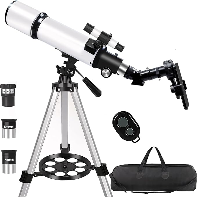 Telescopes for Adults Astronomy, 80mm Aperture 600mm Refractor Telescope for Beginners, Compact Portable Travel Scope