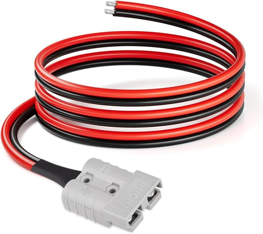 10AWG 6FT Anderson Connector 50 Amp Cable,Anderson SB50 Plug Quick Connector Cable for Solar and Wind Energy Systems Battery Connections Forklifts