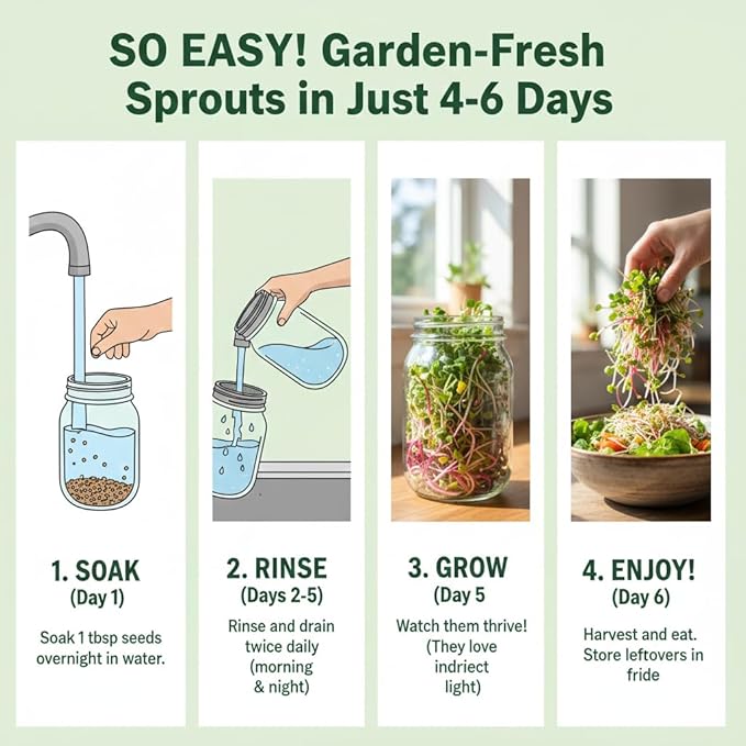 Todd's Seeds Broccoli and Friends Sprouting Seed Mix: Broccoli, Crimson Clover, Red Radish, Alfalfa, Non-GMO, Chemical Free, High Germination (1/4 Pound)