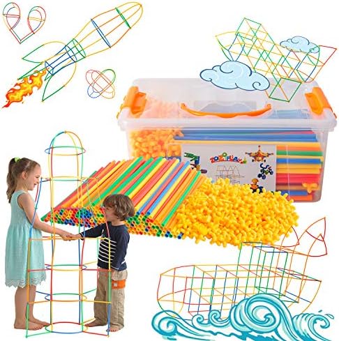 ZOZOPLAY Straw Constructor STEM Building Toys 800 Piece Straws and Connectors Building Sets Colorful Motor Skills Interlocking Plastic Engineering Toys Best Educational Toys Boy & Girl by ZoZoplay