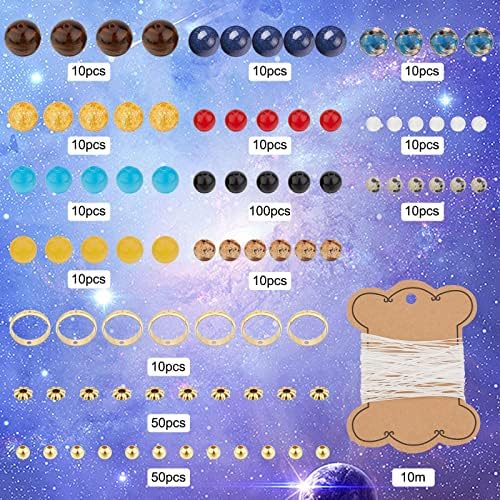 SUNNYCLUE 1 Box 300+Pcs DIY 10 Sets Solar System Bracelets Kit Galaxy Universe The Nine Guardian Planets Obsidian Beads Beading Bracelet Necklace Natural Gemstone Bead for Jewelry Making Kits Craft - Image 2