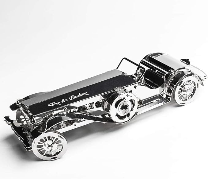Model Car Kit 3D Model kit Glorious Cabrio2 - Moving Wind-Up Retro Car Collectible | 3D Puzzle for Adults - Metal DIY Kit | DIY Construction Set of a Vintage Car