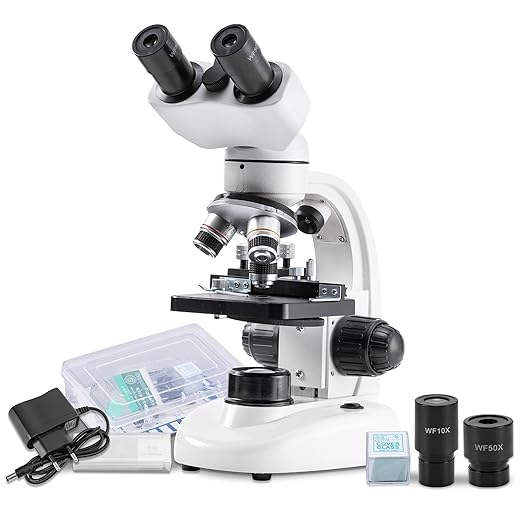 Compound Binocular Microscope,WF10x and WF25x Eyepieces,40X-2000X Magnification, LED Illumination Two-Layer Mechanical Stage,Microscope for Adults…