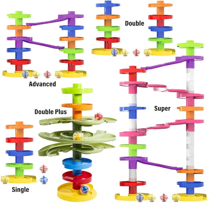 WEofferwhatYOUwant 2-Way Ball Drop – Montessori STEM Ball Tower Toy for Toddlers 9M+ | Dual Ramp Design, Expandable Green Tracks, Large Rattle Balls, Easy Assembly, BPA-Free Safe Plastic