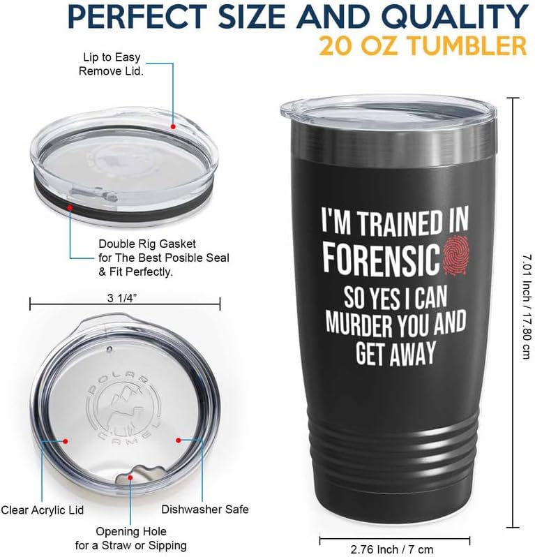 Forensic Black Edition Ringneck Tumbler 20oz - Trained In Forensic - Forensics Anthropologist Pathologist DNA Analysts Forensic Scientist Professor Gift - Image 4