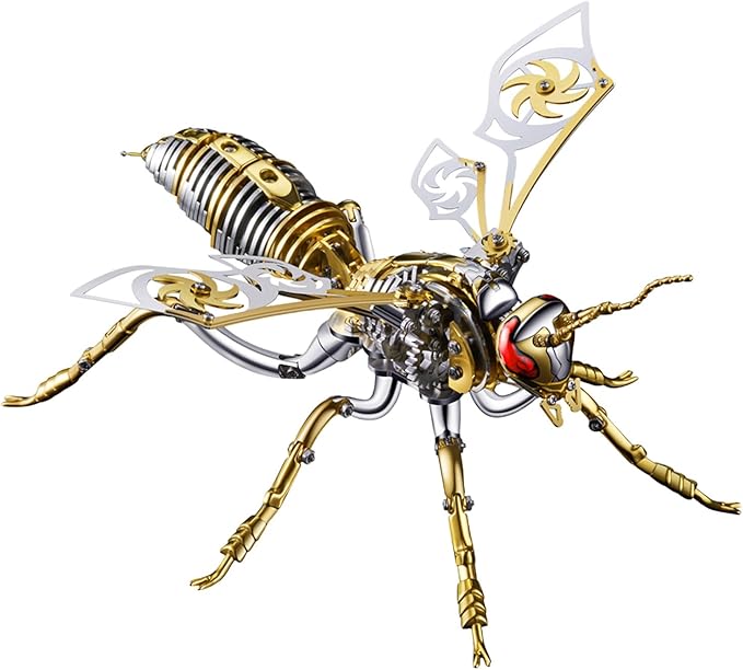 Microworld 3D Metal Puzzle, Northern Giant Hornet 3D Metal Model Kit, Mechanical Wasp 3D Puzzle for Adults, DIY Challenge 3D Puzzles Home Decor Art Craft Gifts (Gold)