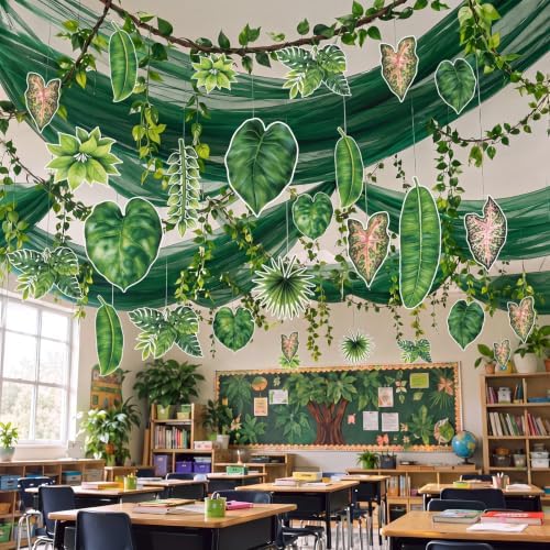 55 Pcs Jungle Safari Party Decor Rainforest Celling Faux Vine by Relaxgiant