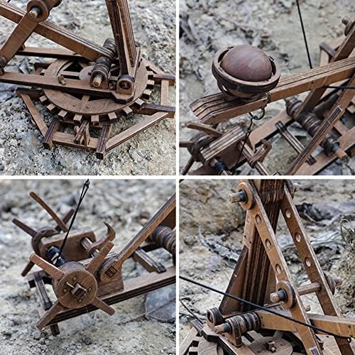 Adjustable Crossbow Siege Ancient Chariot Catapult Machinery Stone-Thrower Slingshot 3D DIY Wooden Puzzle Tabletop Game Model Kits Stem Projects Trebuchet Desktop Toy Birthday Gift - Image 3