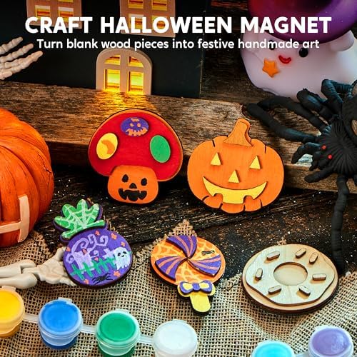 JOYIN 12 pcs Wooden Magnets, Painting Craft for Boys and Girls, Spring and Rainy Day Activities Kit, Craft Toys Gifts for Kids Birthday Easter - Image 3
