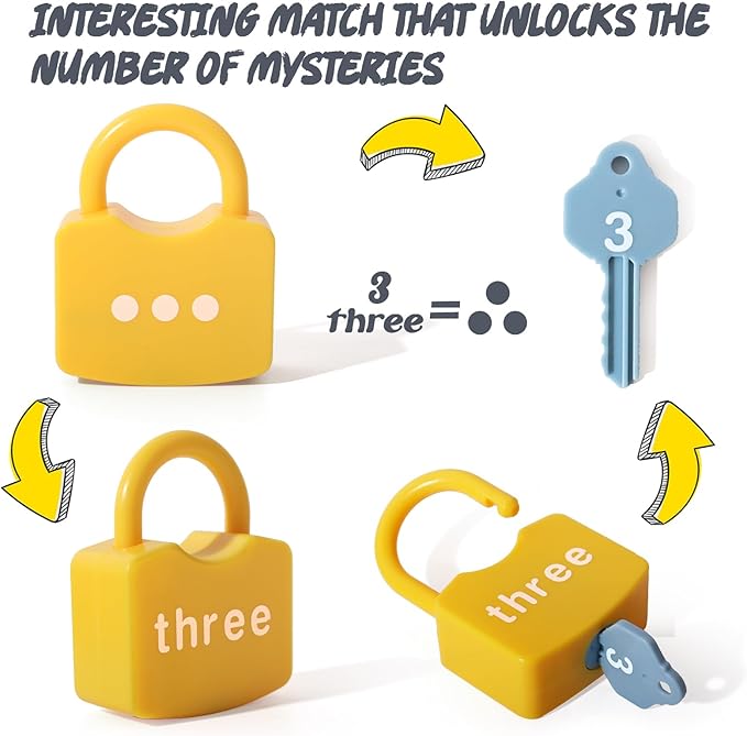 Kids Learning Locks with Keys Numbers Matching & Counting Montessori Educational Toys for Ages 3 4 5 Boys and Girls Preschool Games Gifts