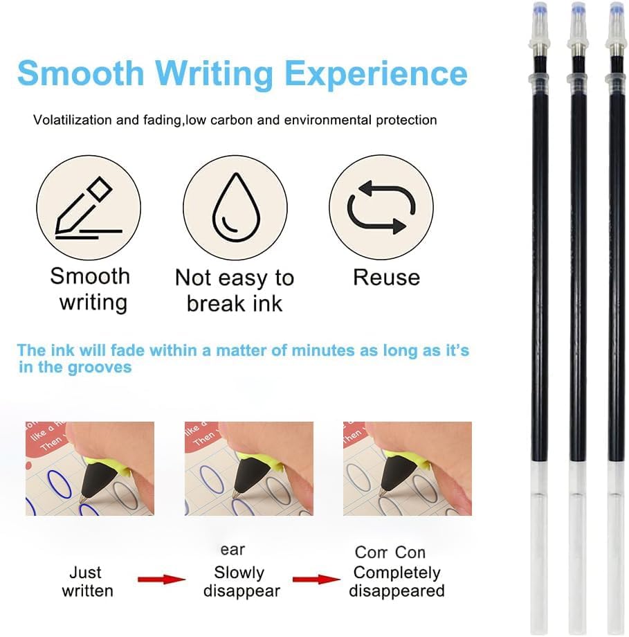 AALGO 30Pcs Magic Pens & Refills for Magic Grooved Writing Practice Workbooks,Disappearing Ink Pen for Handwriting Book,Magic Groove Pen for Cursive Handwriting Workbook or Tracing Books 3-5 - Image 4