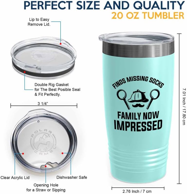 Detective Teal Edition Viking Tumbler 20oz - Finds missing socks - Police Officer Cop Patrol Detective Sheriff Law Enforcement Police Academy Student Police Chief - Image 4