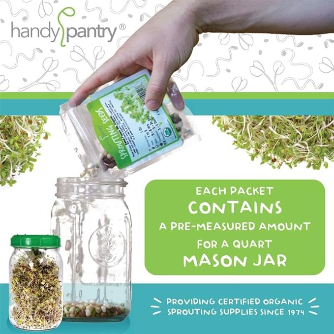Handy Pantry Organic Sprouting Seed Assortments - Microgreens, Sprout Seeds Variety Pack (12 Pack - Premeasured)