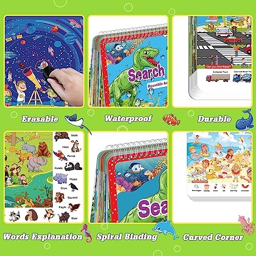 Elfew Search and Find Reusable Activity Book for Kids 3-5 4-8, Travel Games - Image 6