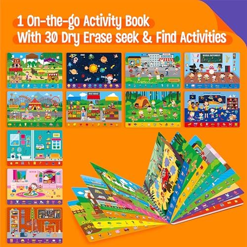 SpriteGru Search & Find Book, 30 Dry Erase Activities Game Pad, Reusable & Erasable Montessori Learning Toy Educational Games Autism Sensory Toys for Preschool Girls and Boys Ages 3, 4, 5, 6 - Image 2