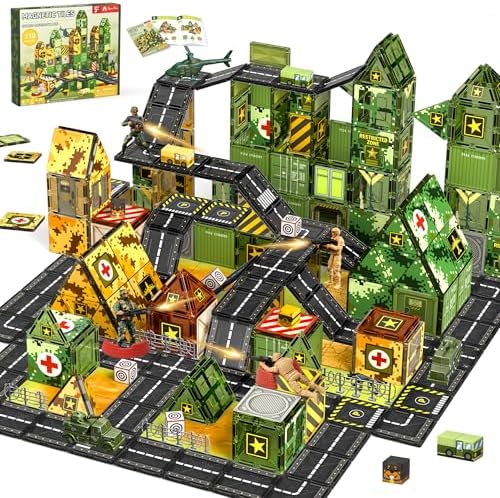 VigorFun Army Toys Magnetic Tiles Building Blocks Set for Kids Ages 3+ by Vigorfun