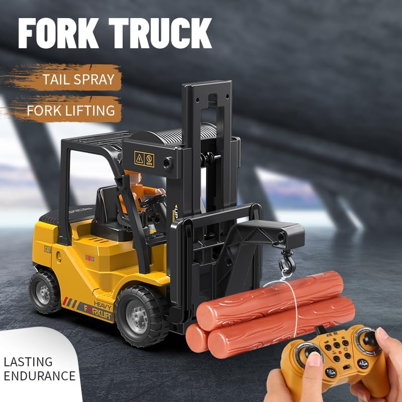 1:24 RC Forklift for Kids, RC Construction Vehicles with Lift Fork & Hook - Image 5