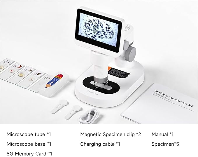 4'' IPS Handheld Pocket Digital Microscope with 100-1600X Screen, 1080P HD Portable Microscope with 8 Adjustable LED Lights