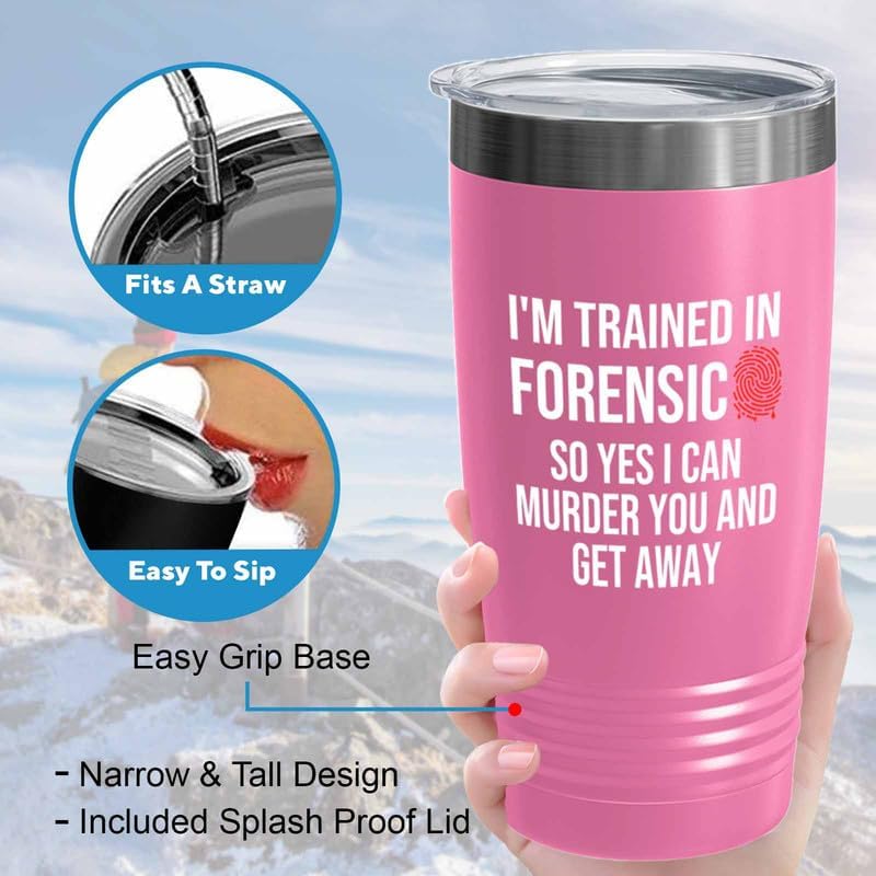 Forensic Pink Edition Ringneck Tumbler 20oz - Trained In Forensic - Forensics Anthropologist Pathologist DNA Analysts Forensic Scientist Professor Gift - Image 5