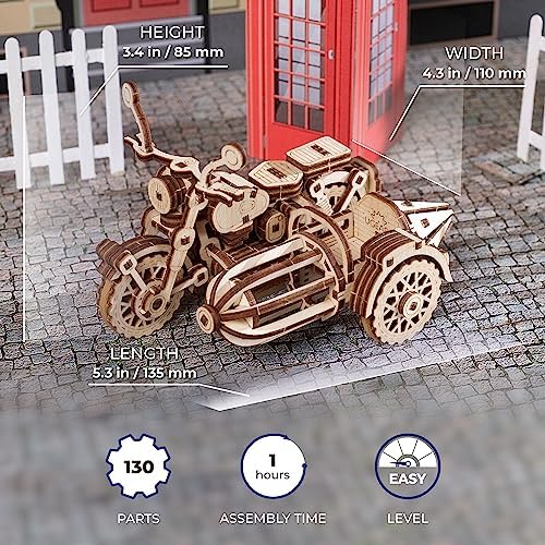 UGEARS Hagrid's Flying Motorbike™ 3D Puzzle - Wooden Model Kit for Adults to Build - Mechanical Bike Motorcycle Making Kit - 3D Jigsaw Puzzle Wood Vehicle - Harry Potter™ Collection DIY Brain Teaser - Image 2