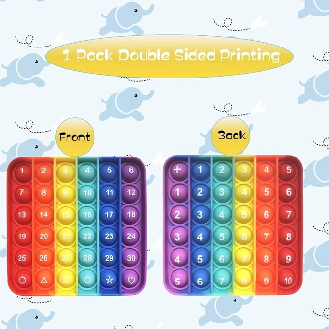 Alphabet Popper Fidggety Toy, Stress Relief Sensory Popping Game, Preschool Montessori Uppercase Lowercase Matching Game, ABC Letter Learning Educational Block (Number 30+Addition Popper)