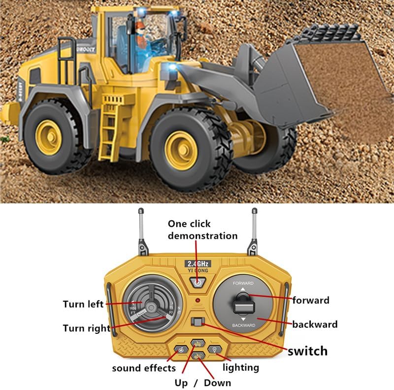 Excavator Set，rc Dump Truck Command The Site Conquer The Dir，2.4Ghz Remote Control Construction Vehicle Set Children's Toys，Alloy Material Simulate True Scale (Loader) - Image 6