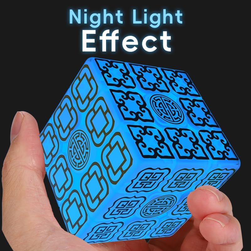 Auspicious Clouds Glow in Dark 3x3 Speed Cube, Luminous Magic Puzzle Cube Brain Teaser Game Toy - Image 3