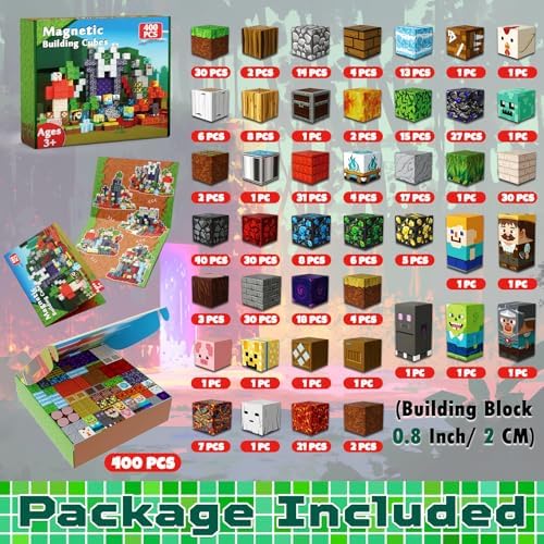 400 PCS Magnetic Blocks - Building Block for Kids, Stacking Magnet Cubes for Boys Girls, STEM Educational Montessori Magnetic Constructions Toys, Sensory Play Game Birthday Gifts Ages 3-12 - Image 4