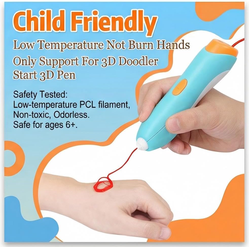500 Pcs 3D Pen Filament 10 Colors PCL 2.5mm Biodegradable Low Temperature for 3Doodler Start 3D Pen Includes One Random Fluorescent Color - Image 5