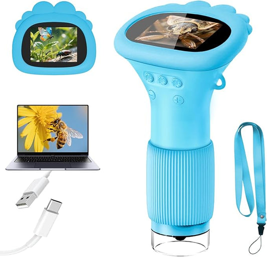 Microscope for Kids, 1000X Handheld Digital Miniscope with 2.0" Screen, Portable Pocket Microscope Education Toys Christmas Gifts for Age 3 4 5 6 7 8 9 10 Girls Boys