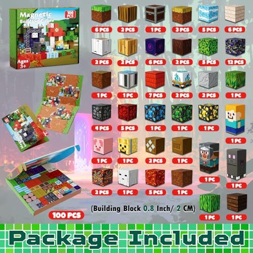GraceDuck 100 PCS Magnetic Blocks - Magnetic Building Blocks, Stacking Magnets for Kids, Sensory Toy for STEM Montessori Sensory Toys for Kids 3+ Boys and Girls Christmas Birthday Gifts - Image 2