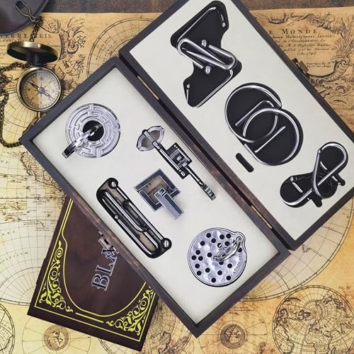 8-Piece 3D Metal Puzzle Box IQ Test Kit with Wooden Case, Brain Challenge for Adults Teens, Gift for Christmas, Valentine's Day, Birthday, Anniversary & Family Party Game - Image 6