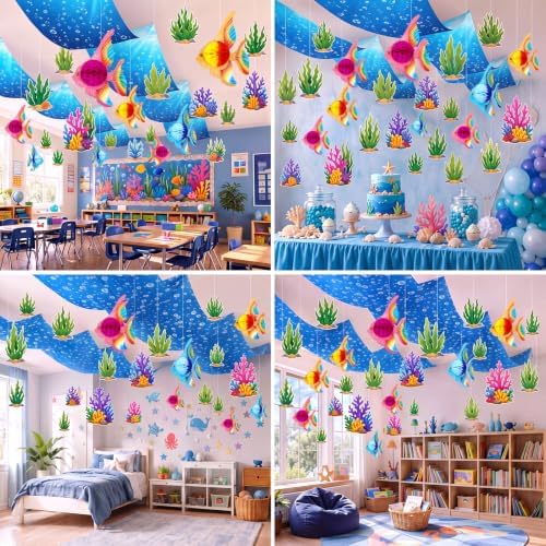 60 Pcs 2026 Under The Sea Party Decor Set, Ocean Hanging Decor - Image 6