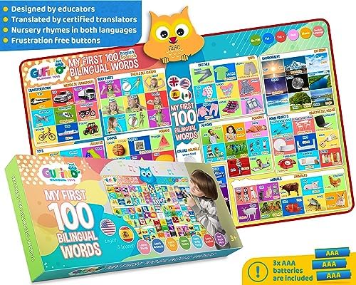 First 100 Words Bilingual Electronic Alphabet Poster – Interactive Learning Chart for Kids | 100 First Words in English & Spanish | Educational Talking Wall Poster - Image 7