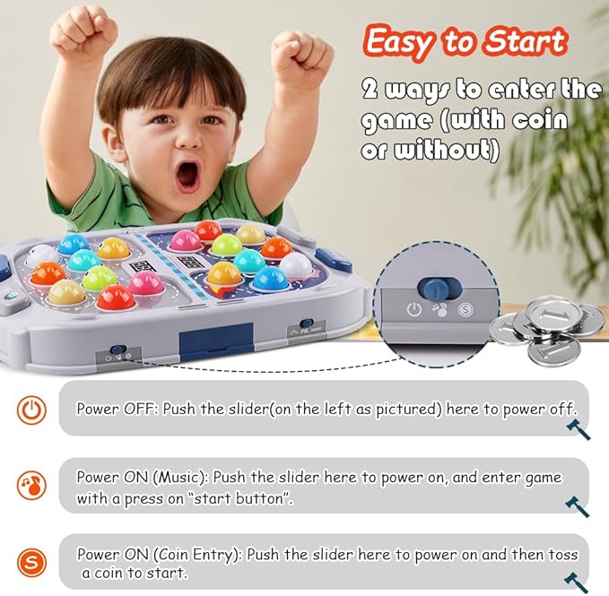 Whack Game Mole for Toddler, Toys for 3-12 Year Old Boys and Girls, Kids Whack Pound Game,Gifts for 3 4 5 6+ Year Old Boys, Interactive Educational Toy with Sound and Light, PK Mode with 2 Hammers