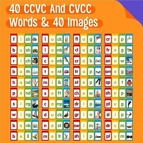 CVCC & CCVC Flip Charts, 40 Words Builder Phonic Games Freestanding Flip Chart Manipulative Spelling Toy Educational Learning Tool for Student Teacher School Supplies - Image 3