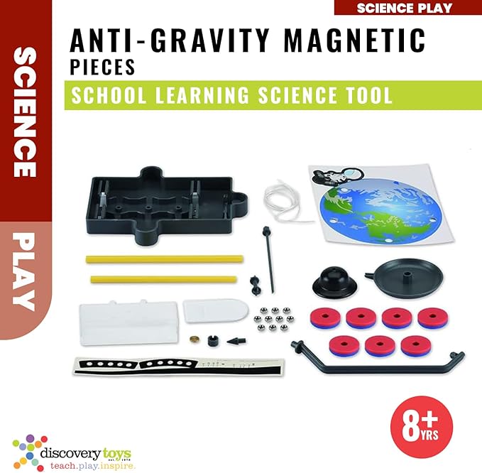 Discovery Toys Anti-Gravity Magnetic Science Experiment KIT | Magnetic Levitation Toy Spinner, Compass, Spring | Physics Stem Toy | Educational Gift for Kids | 7 Experiments Maglev Toy | 8+ yrs