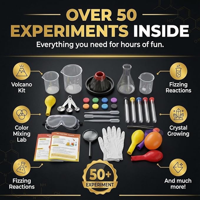 Junior Science Kit for Kids Age 4-14 | 50+ Stem Science Experiments | Educational Toy for Boys and Girls | Birthday Gift for Smart Kids- Curious Junior