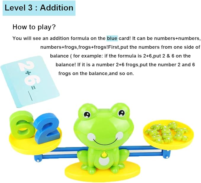 Frog Balance Cool Math Counting Game Educational Early Learning Scale STEM Toys Gifts for Preschool Toddlers Kids Age 3 4 5 6