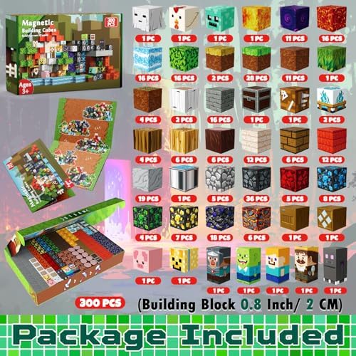 GraceDuck 300 PCS Magnetic Blocks - Magnetic Building Blocks, Stacking Magnets for Kids, Sensory Toy for STEM Montessori Sensory Toys for Kids 3+ Boys Easter Gifts for Kids - Image 2