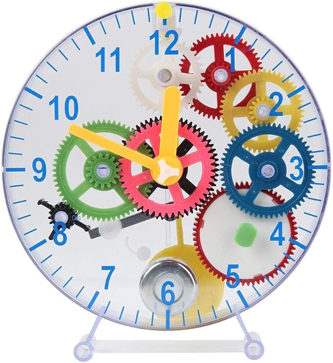 Lily's Home 31 Pieces Do-It-Yourself Children's First Puzzle Clock Kit, No Batteries Required, Learn How Clock Gears Work, Colorful and Educational Gift for Kids, Mechanical, Multi-Colored
