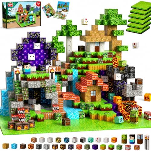 GraceDuck 150 PCS Magnetic Blocks - Magnetic Building Block with 6 Base Plate, Stacking Magnets for Kids, Sensory Toy for Toddlers STEM Learning, Birthday Gifts for 3+ Years Old Boys Girls by GraceDuck
