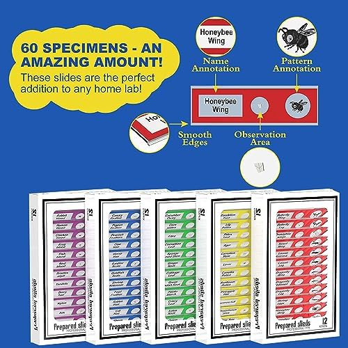 Jiusion 60Pcs Prepared Microscope Slides Specimen Set for Stereo Microscope - Image 5