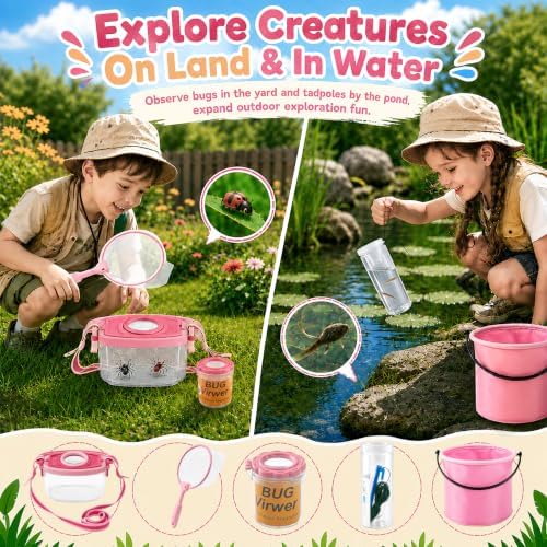 Bug Catcher for Kids Pink, Outdoor Toys Ages 4-14, Bug Exploration Playset - Image 2