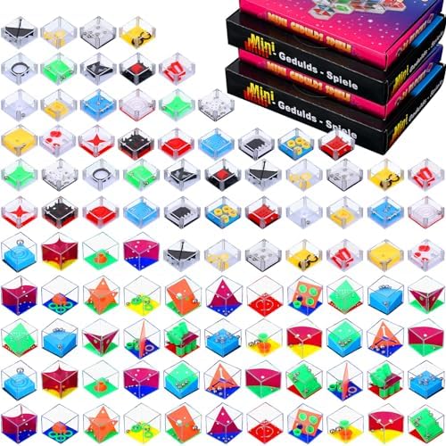 Lenwen 96 Pcs Mini Brain Teaser Puzzles Maze 3D Ball Cube, Classic Colors by Lenwen