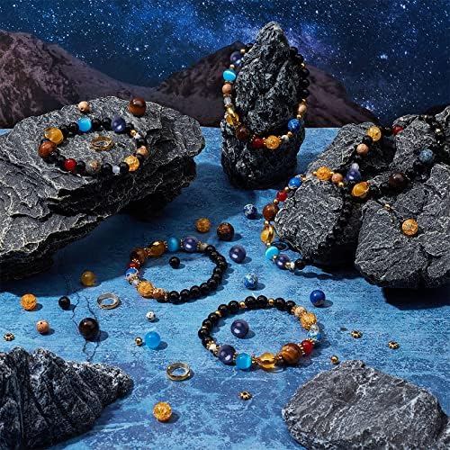 SUNNYCLUE 1 Box 300+Pcs DIY 10 Sets Solar System Bracelets Kit Galaxy Universe The Nine Guardian Planets Obsidian Beads Beading Bracelet Necklace Natural Gemstone Bead for Jewelry Making Kits Craft - Image 5